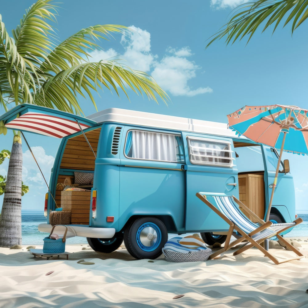 Strand Fotografie Hintergrund Road Trip Strand Auto Sommer Hintergrund CJJ3-227