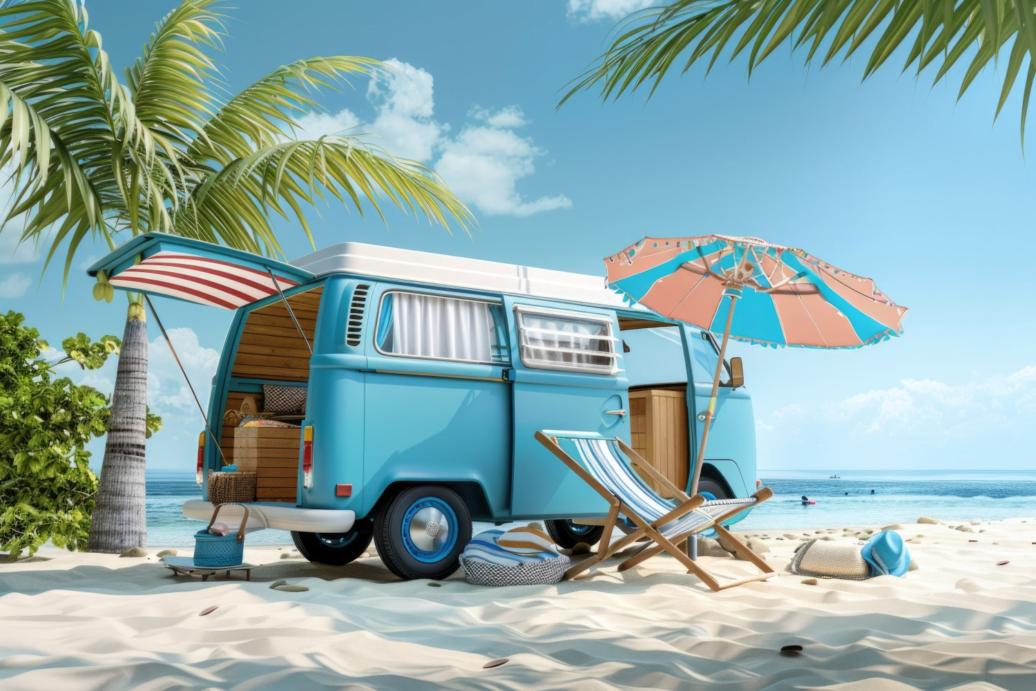 Strand Fotografie Hintergrund Road Trip Strand Auto Sommer Hintergrund CJJ3-227