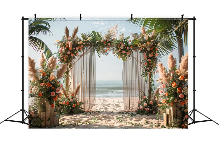 Strand Hochzeit Backdrop Tropical Floral Beach Sommer Hintergrund CJJ3-232