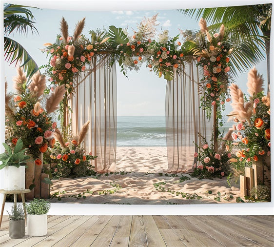 Strand Hochzeit Backdrop Tropical Floral Beach Sommer Hintergrund CJJ3-232