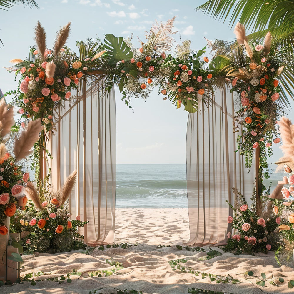 Strand Hochzeit Backdrop Tropical Floral Beach Sommer Hintergrund CJJ3-232