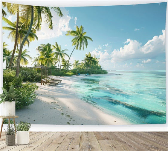 Strand Fotohintergrund Strandresort Paradies Sommerhintergrund CJJ3-236
