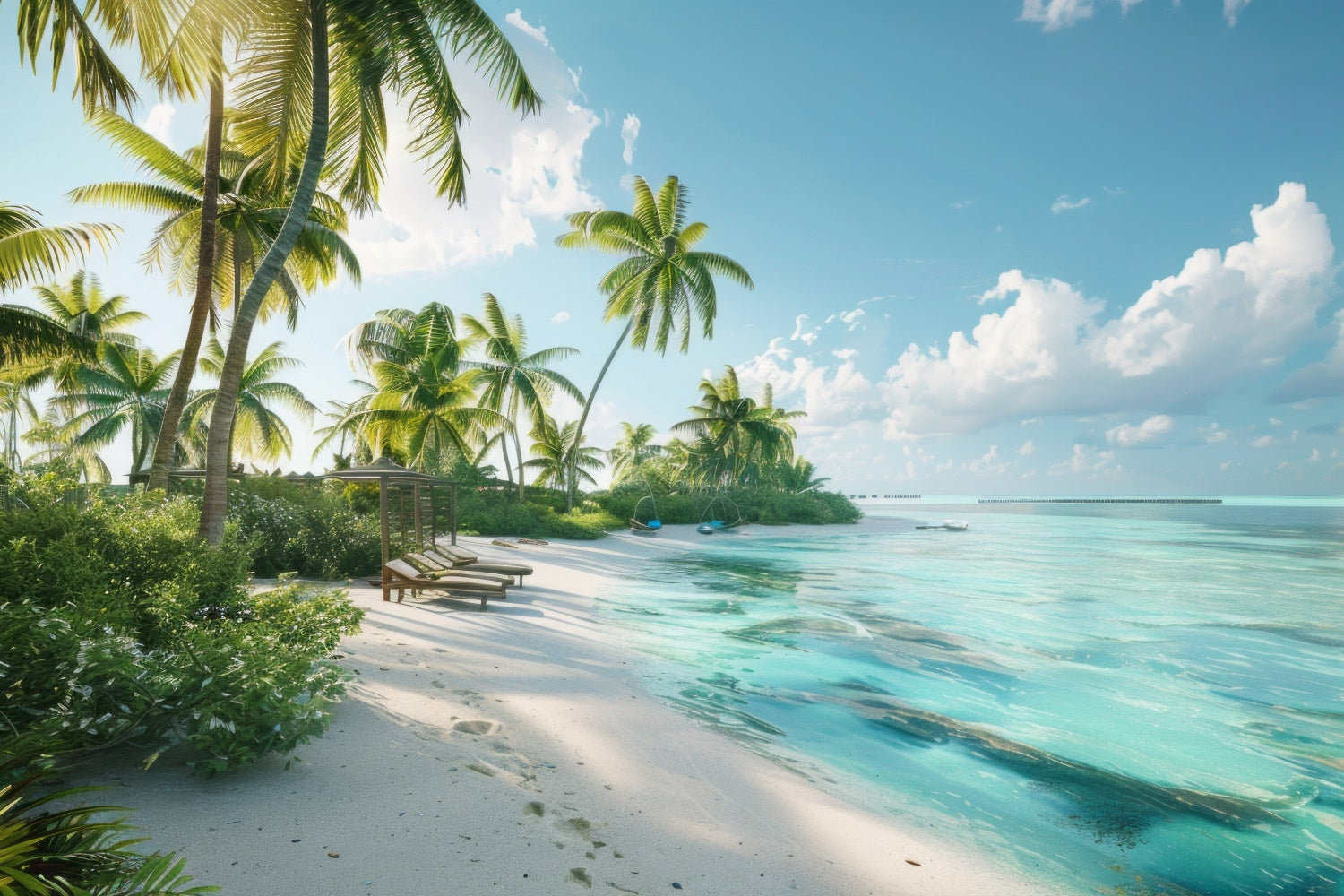 Strand Fotohintergrund Strandresort Paradies Sommerhintergrund CJJ3-236