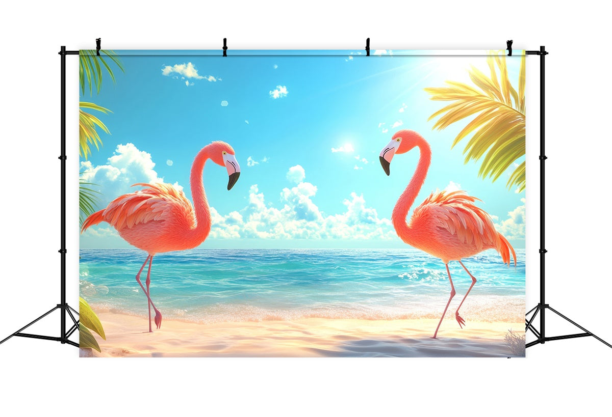 Tropische Kulisse Palmenblätter Rosa Flamingo Sommerkulisse CJJ3-237