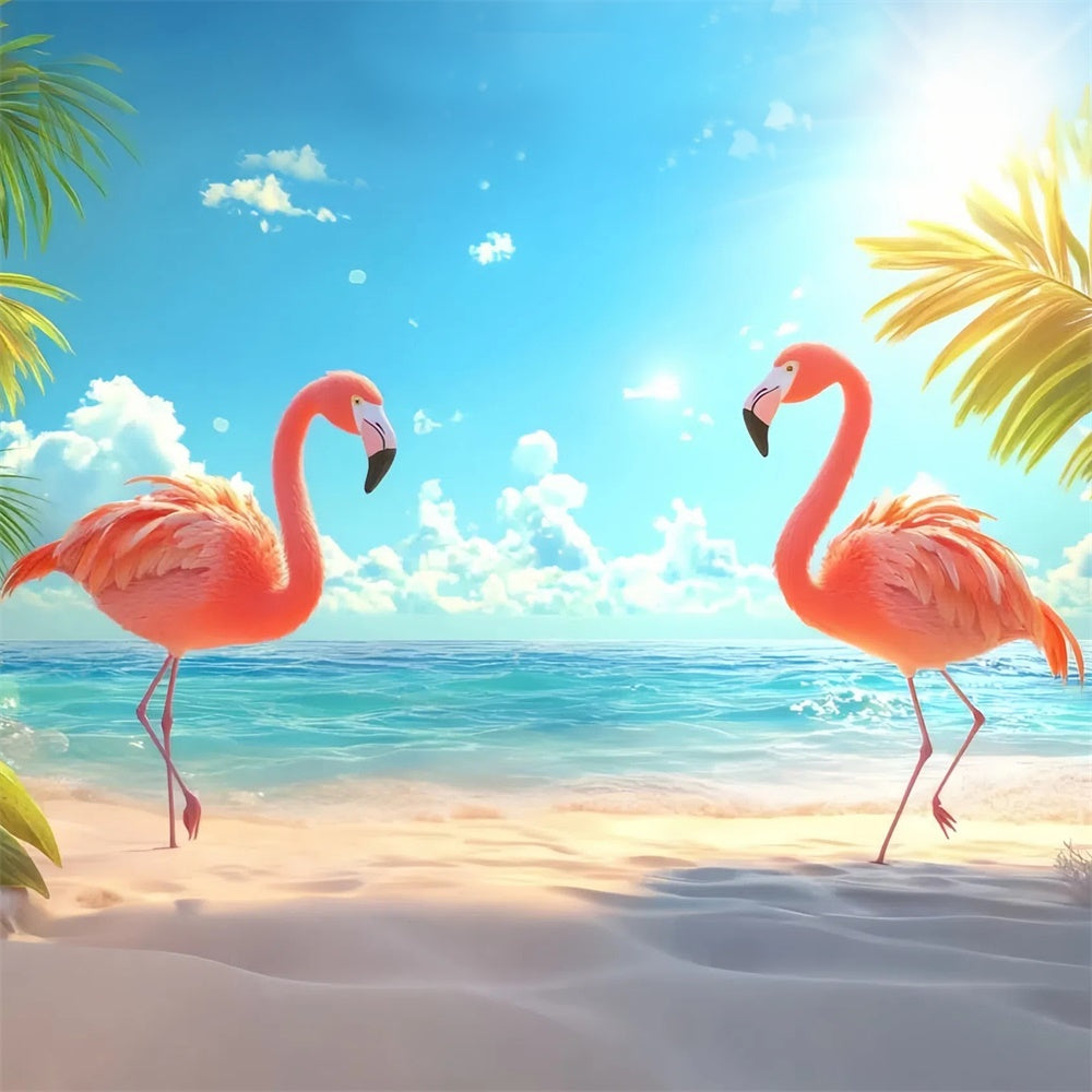 Tropische Kulisse Palmenblätter Rosa Flamingo Sommerkulisse CJJ3-237