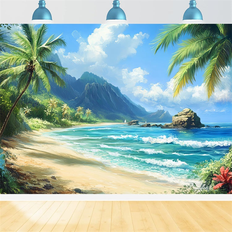 Strand Fotokulisse Tropische Küstenlinie Himmel Sommerkulisse CJJ3-238