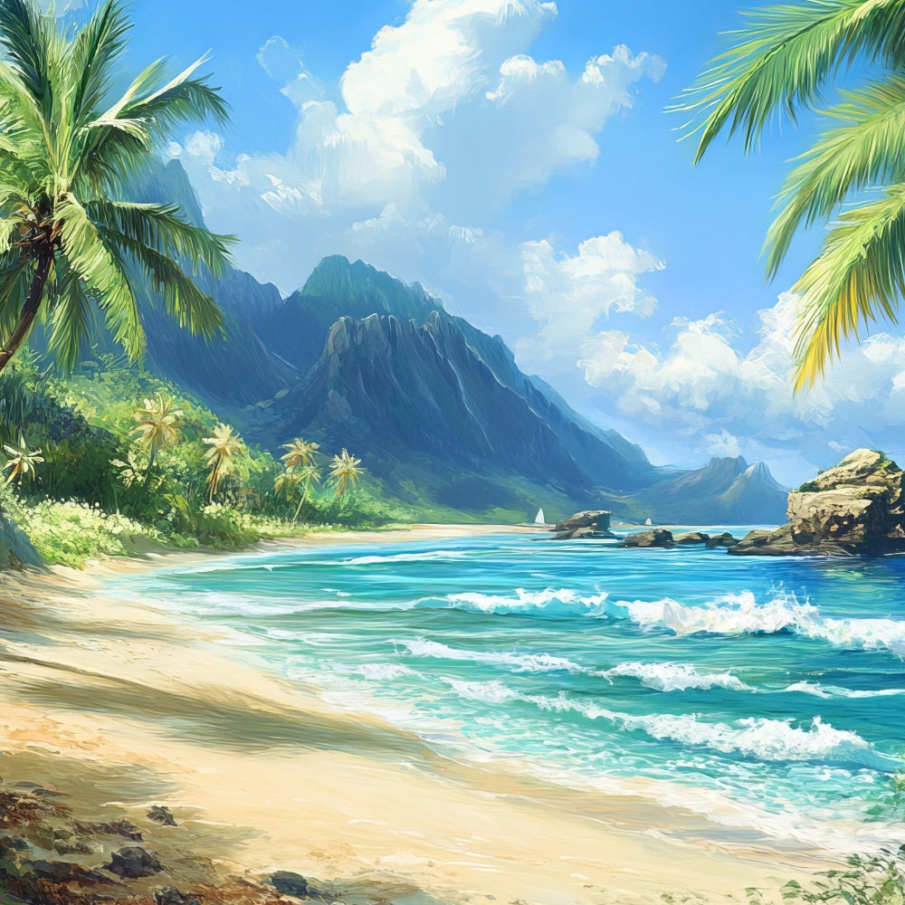 Strand Fotokulisse Tropische Küstenlinie Himmel Sommerkulisse CJJ3-238