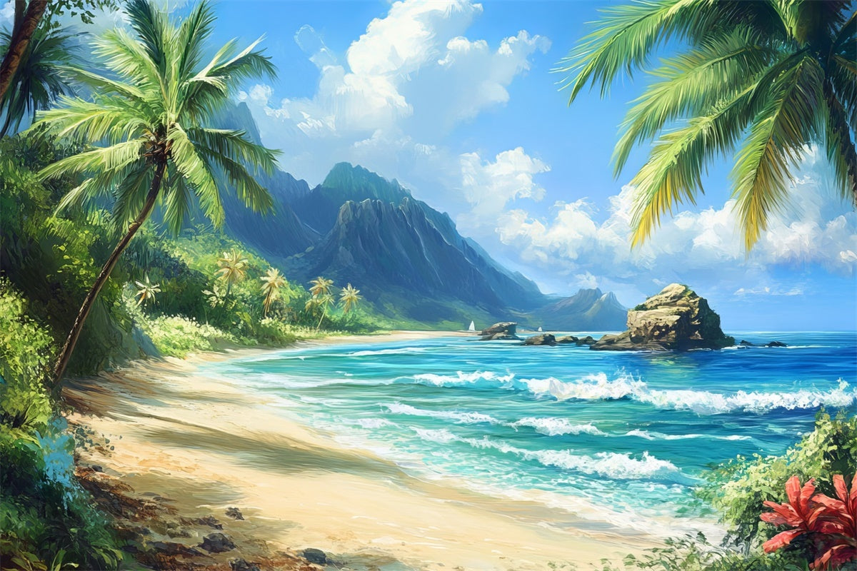 Strand Fotokulisse Tropische Küstenlinie Himmel Sommerkulisse CJJ3-238