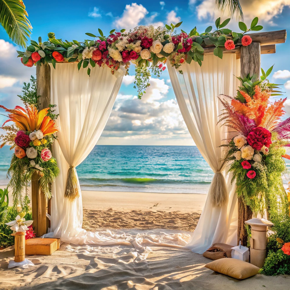 Strand Hochzeit Hintergrund Tropischer Strand Blume Sommer Hintergrund CJJ3-239