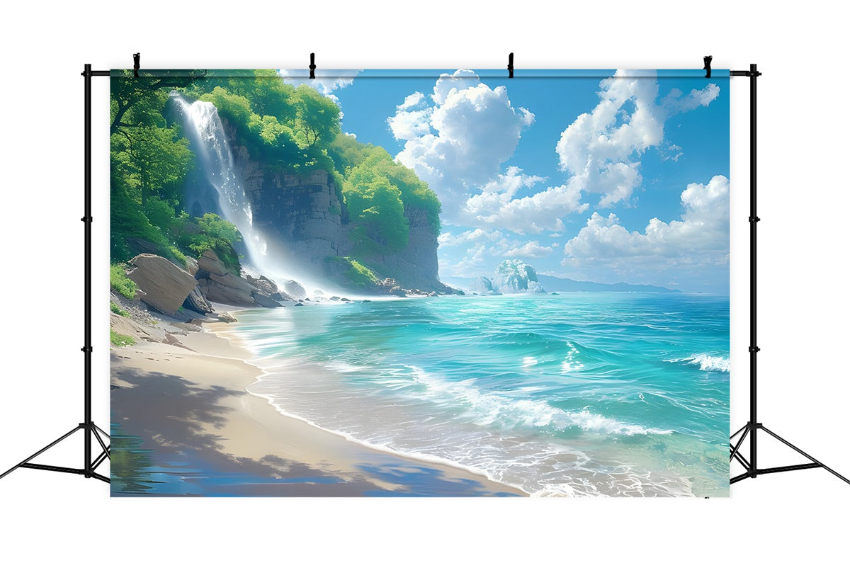 Strand Fotohintergrund Wasserfall Strand Sommerhintergrund CJJ3-240
