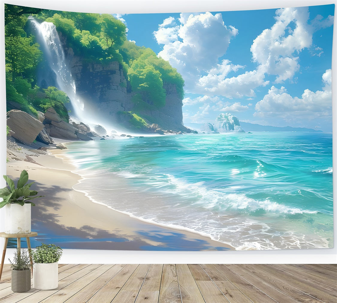 Strand Fotohintergrund Wasserfall Strand Sommerhintergrund CJJ3-240