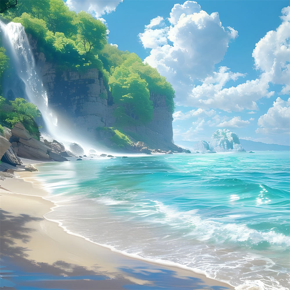 Strand Fotohintergrund Wasserfall Strand Sommerhintergrund CJJ3-240