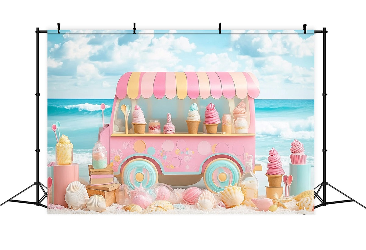 Strand Fotohintergrund Eiscreme Strand Sommerhintergrund CJJ3-243