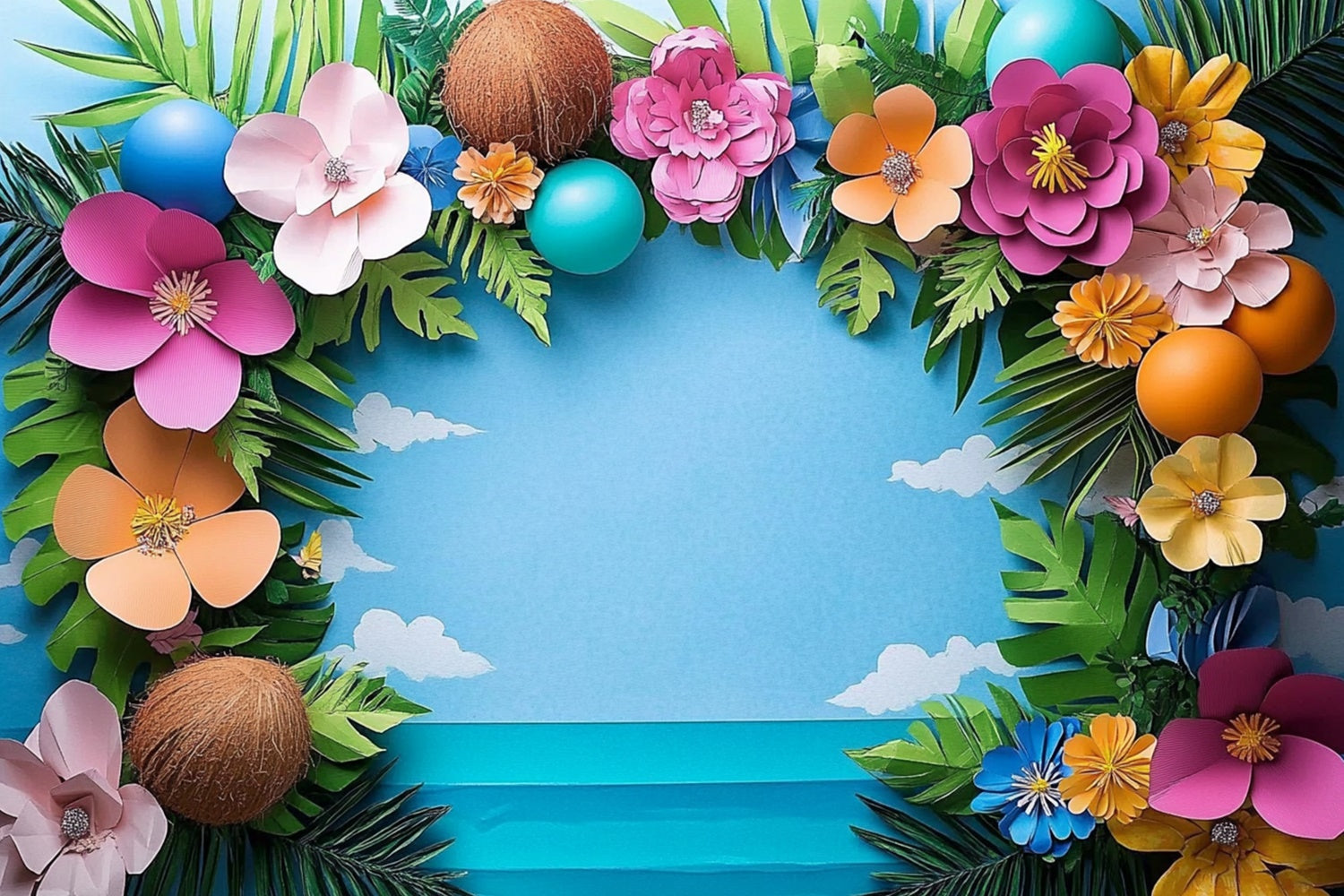 Sommer Fotokulisse Tropenblüte Rahmen Kulisse CJJ3-245