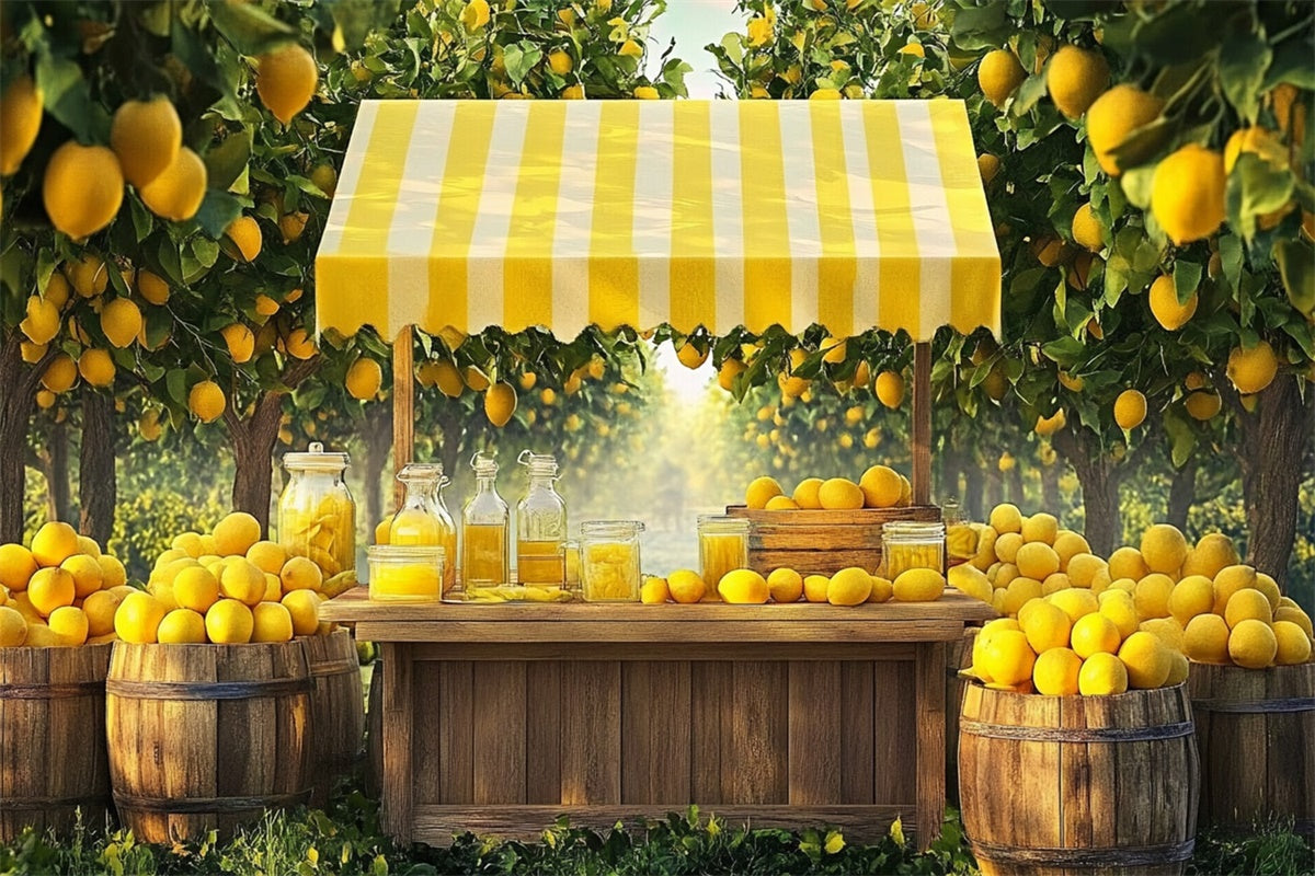 Zitronen-Hintergrundkulisse Rustikaler Zitronenbaum Sommer-Hintergrundkulisse CJJ3-253