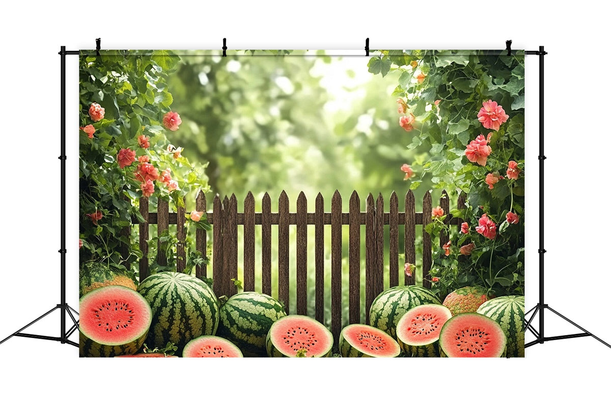 Wassermelone Fotokulisse Gartenzaun Wassermelone Sommerkulisse CJJ3-256