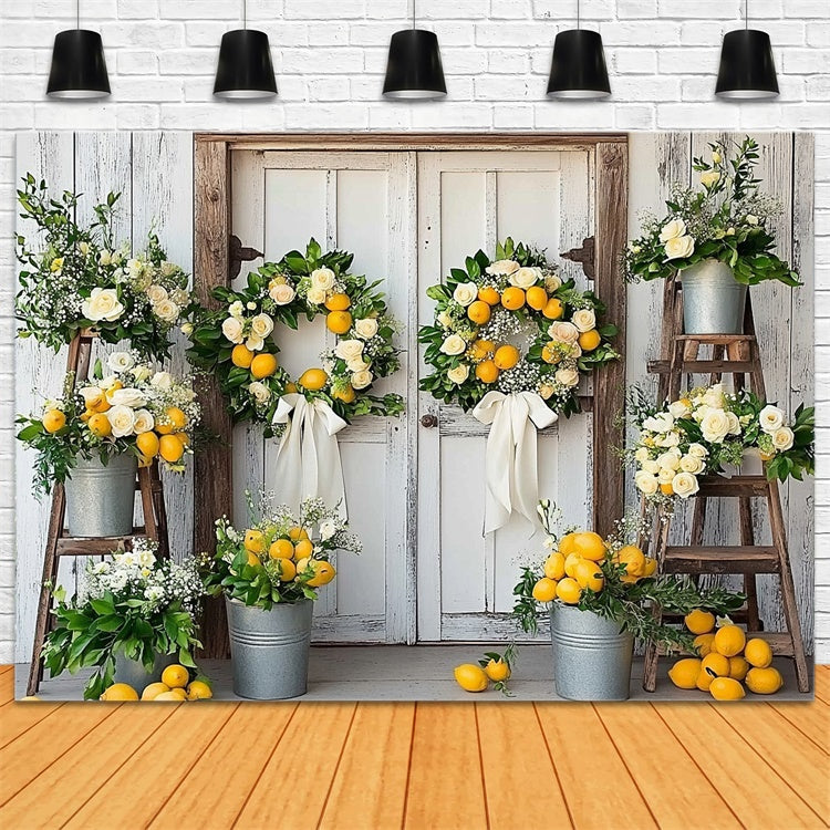 Lemon Backdrop Lemon Floral Land Sommer Hintergrund CJJ3-259