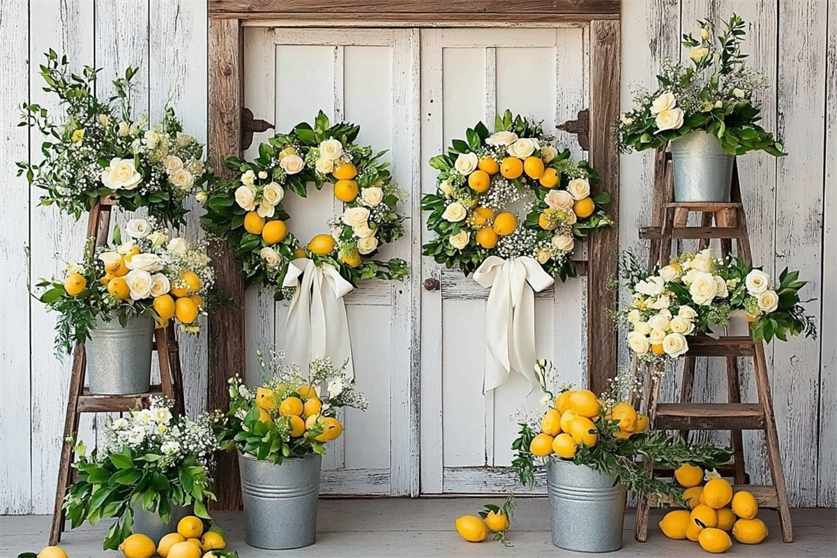 Lemon Backdrop Lemon Floral Land Sommer Hintergrund CJJ3-259