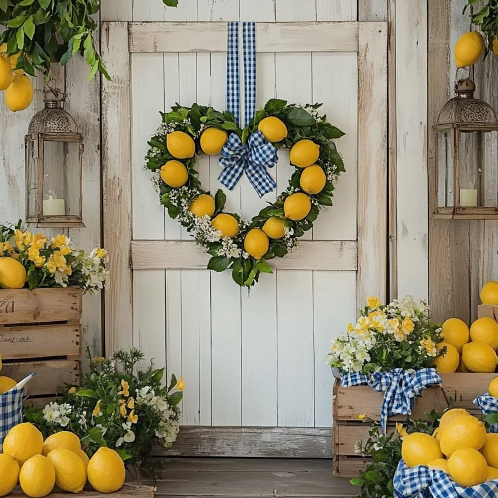 Zitrone Backdrop Frische Zitronenblüten Sommerhintergrund CJJ3-260