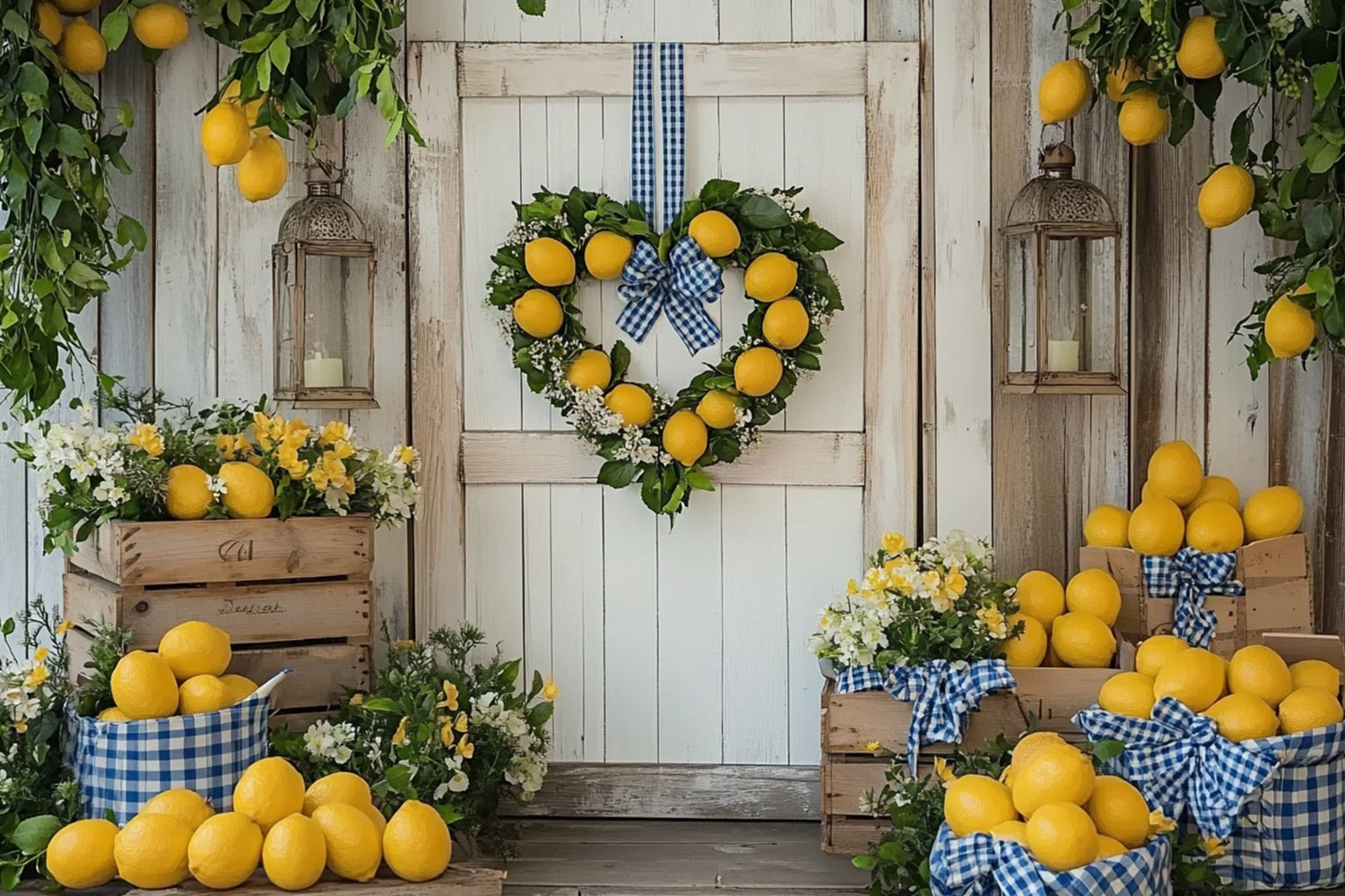 Zitrone Backdrop Frische Zitronenblüten Sommerhintergrund CJJ3-260