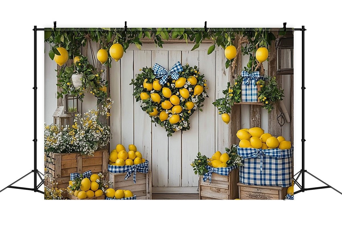 Zitrone Backdrop Herz Zitrone Kranz Tür Sommer-Hintergrund CJJ3-261