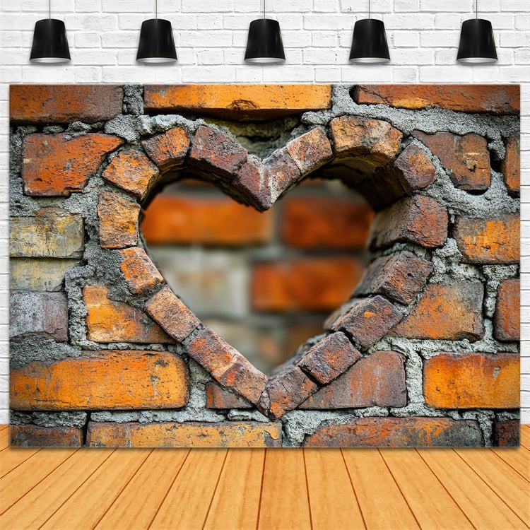 Backstein Backdrop Tuch Distressed Herzform Backstein Hintergrund CJJ3-45
