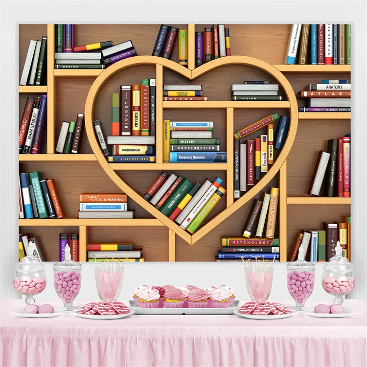 Welttag des Buches Backdrop Herzförmiges Bücherregal Backdrop CJJ3-48