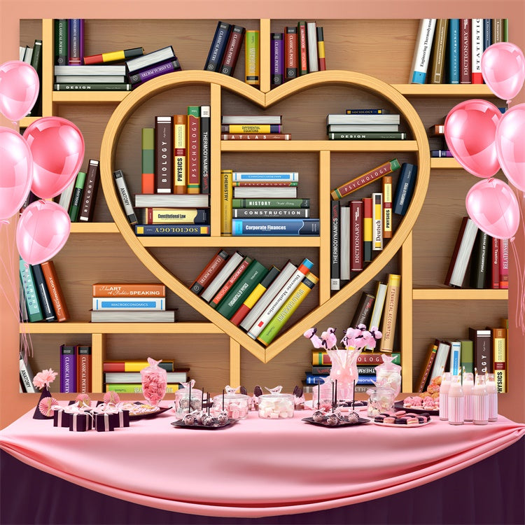 Welttag des Buches Backdrop Herzförmiges Bücherregal Backdrop CJJ3-48