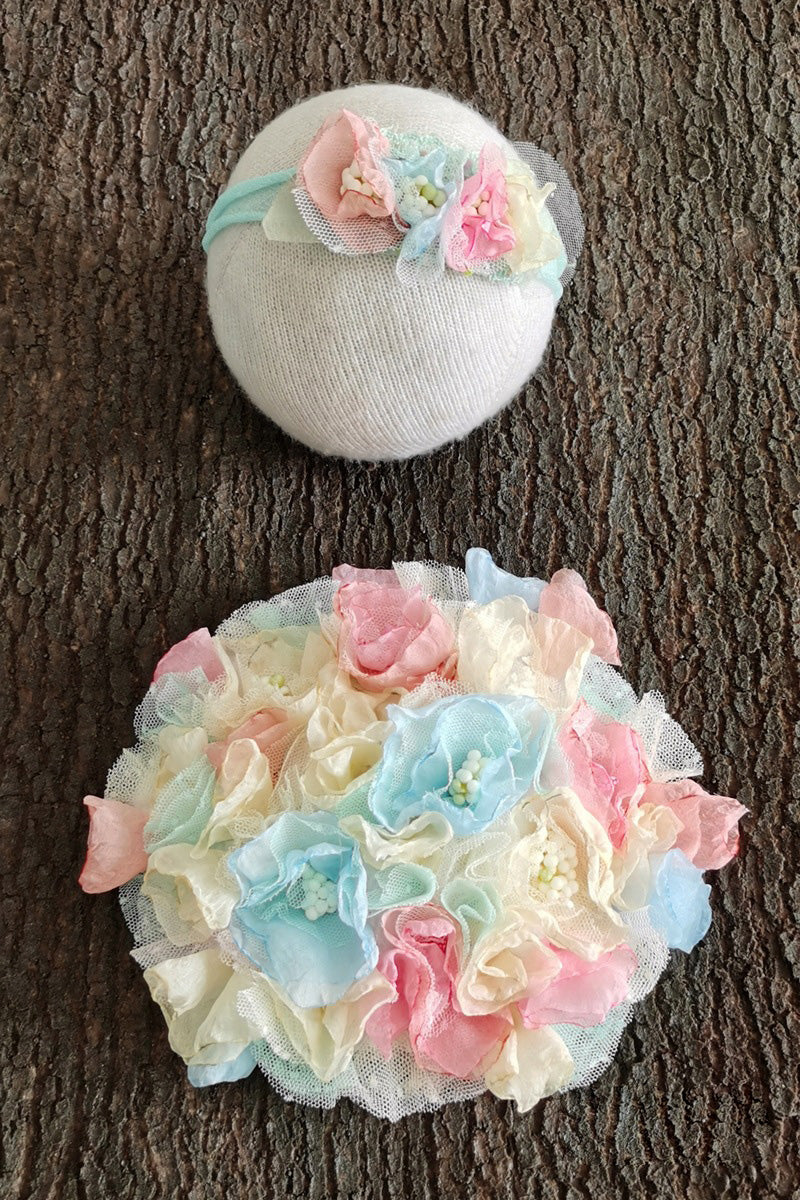 Neugeborene Fotografie Requisiten Floral Pom Pom Kleid für Baby Girl (mit passenden Kopfbedeckung) CL3