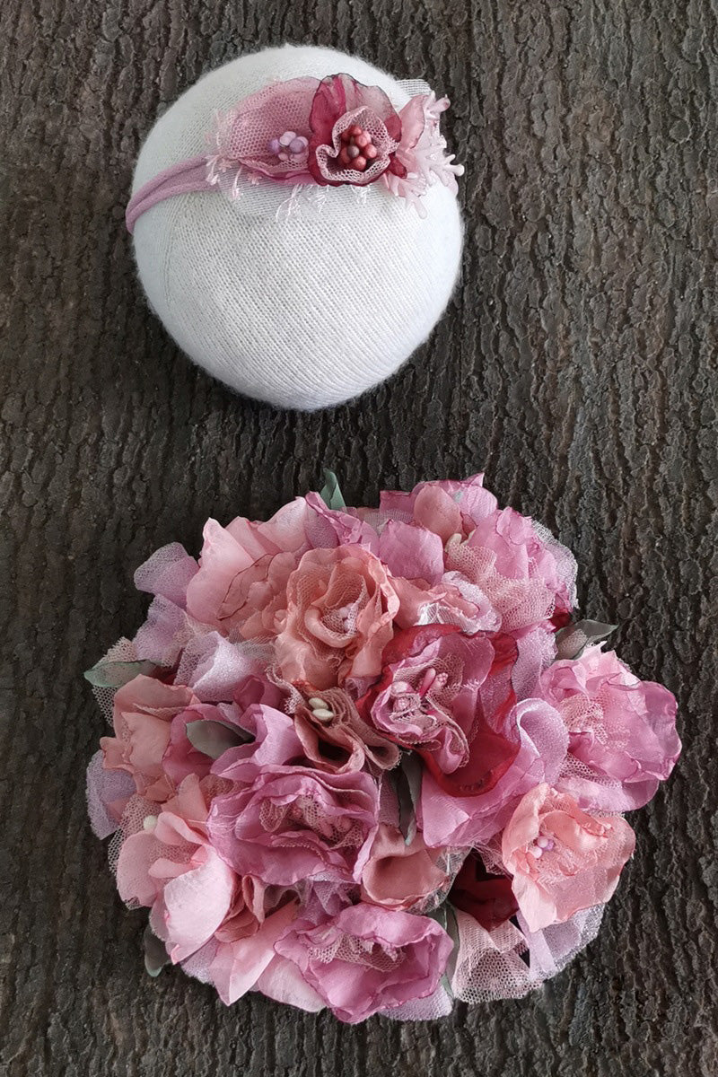 Neugeborene Fotografie Requisiten Floral Pom Pom Kleid für Baby Girl (mit passenden Kopfbedeckung) CL3