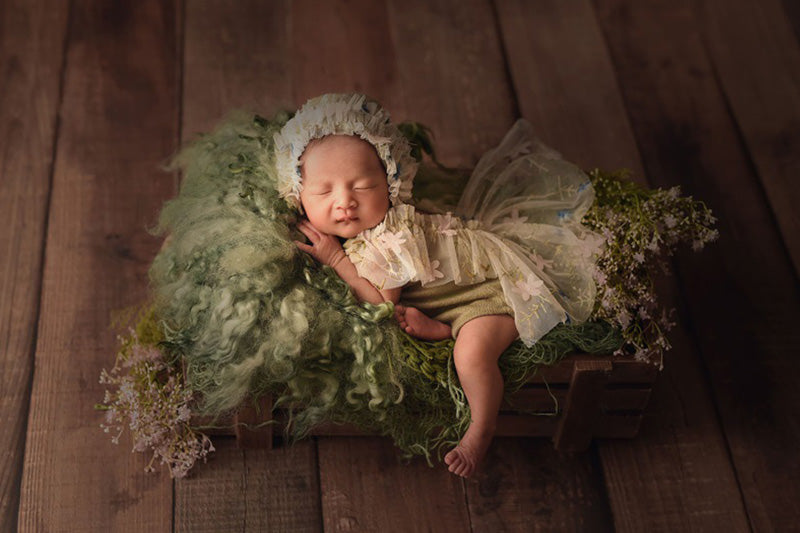 Neugeborene Fotografie Requisiten Spitze einteiliges Kleid für Baby-Mädchen (mit passenden Kopfbedeckung) CL5