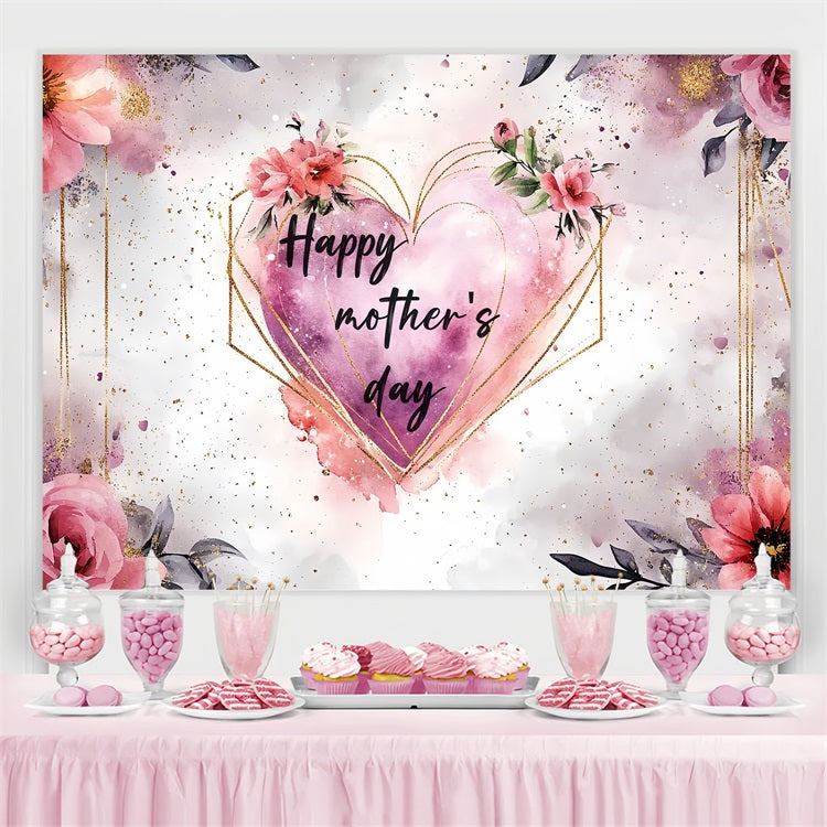 Mothers Day Backdrops Gold Heart Floral Personalisierter Backdrop CSH-139