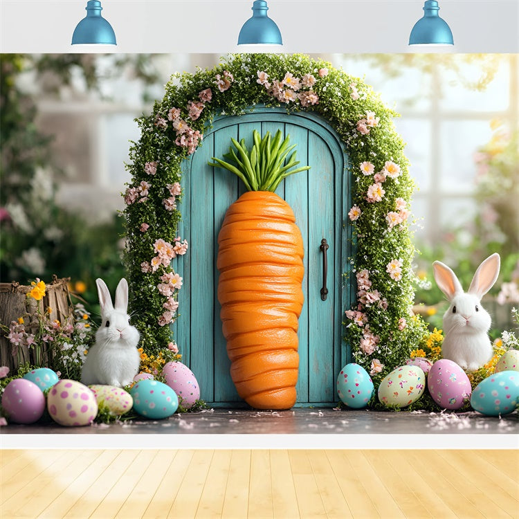 Ostern Backdrops für Fotografie Karotte Türrahmen Floral Bunny Backdrop CSH2-1