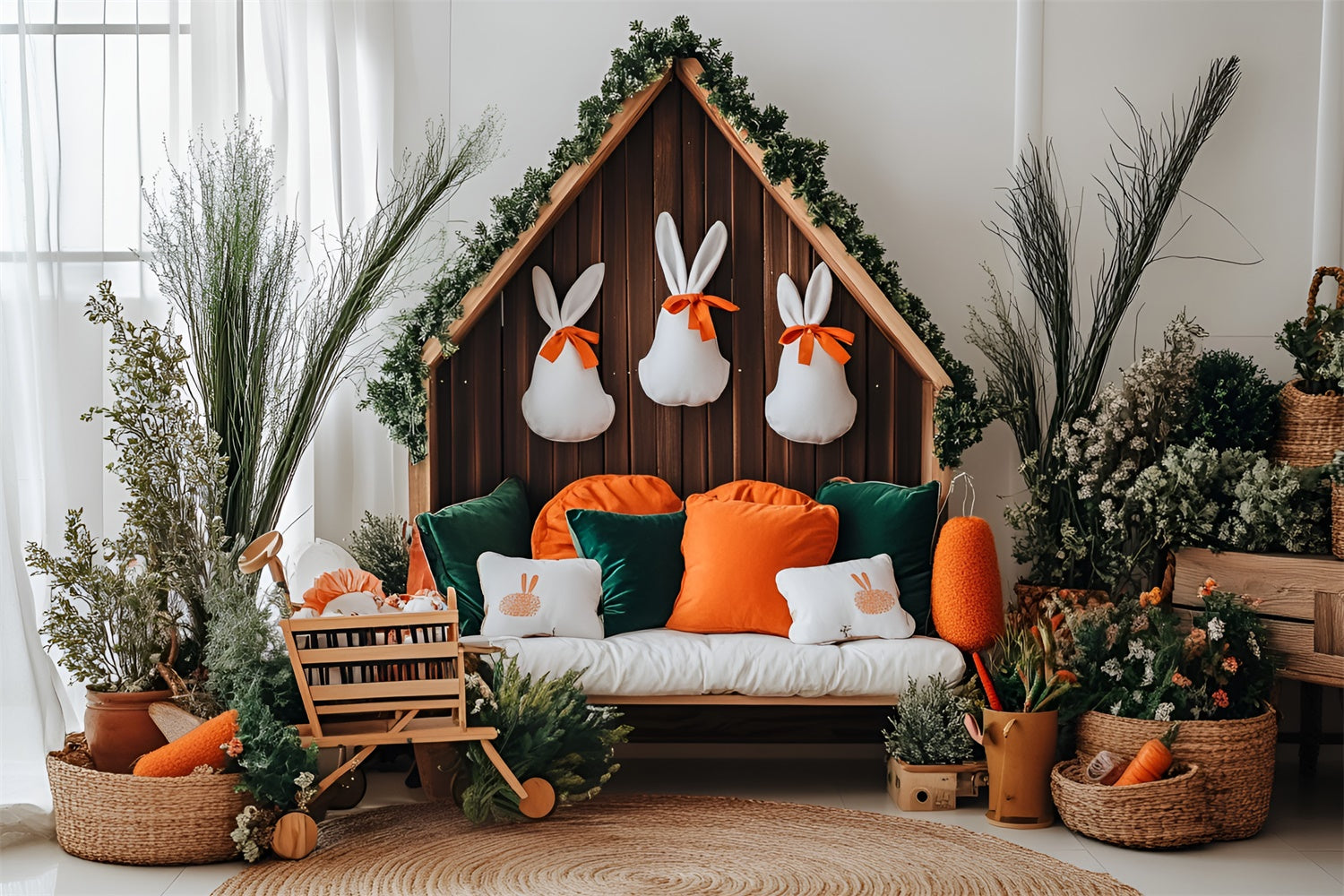 Ostern Fotografie Backdrops Bunny Home Cozy Pillows Hintergrund CSH2-13