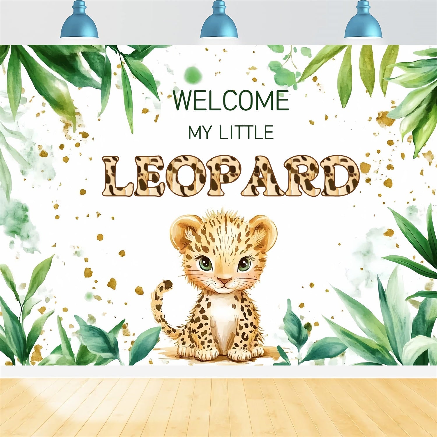 Safari Baby Shower Backdrop Ideen Leopard Greenery Hintergrund CSH2-168