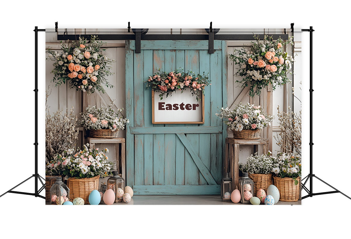Fotografie Backdrop Ostern Floral Tür Bunte Eier Backdrop CSH2-17