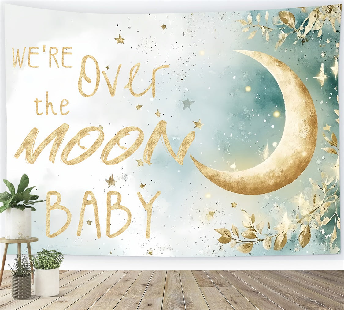 Mond und Sterne Baby Dusche Hintergrund schimmernden Laub Hintergrund CSH2-170