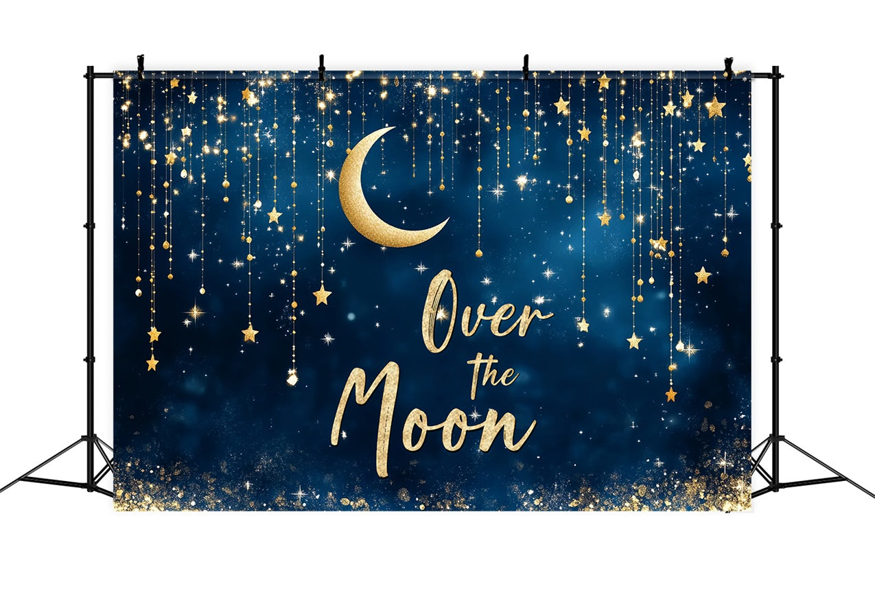 Fotohintergrund für Baby Shower Gold Mond Sternennacht Hintergrund CSH2-180