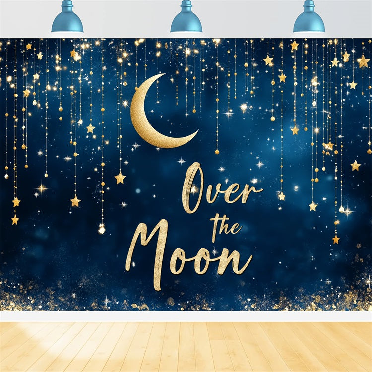 Fotohintergrund für Baby Shower Gold Mond Sternennacht Hintergrund CSH2-180