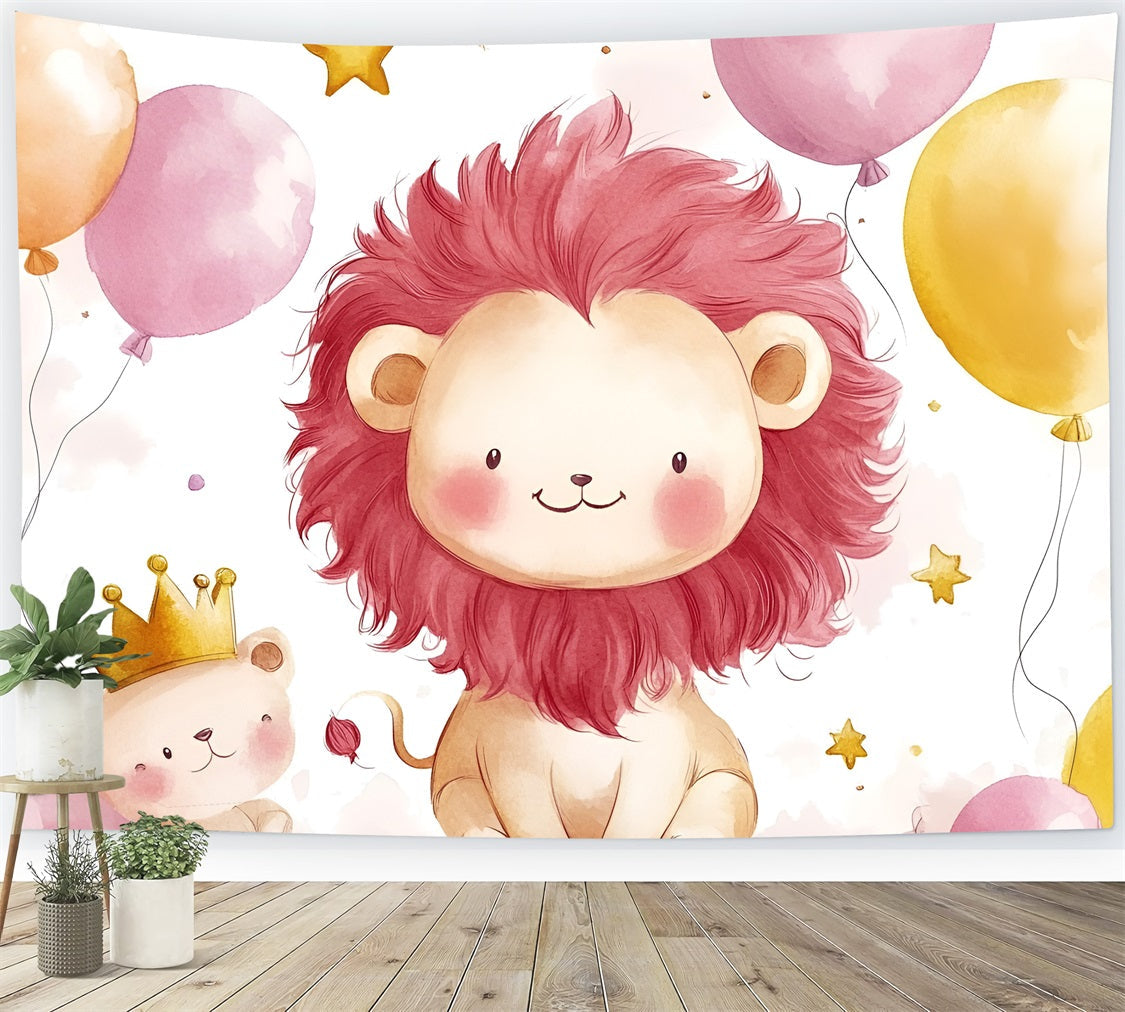 Backdrops für Baby Shower Verspielter Löwe Teddy Baby Hintergrund CSH2-210