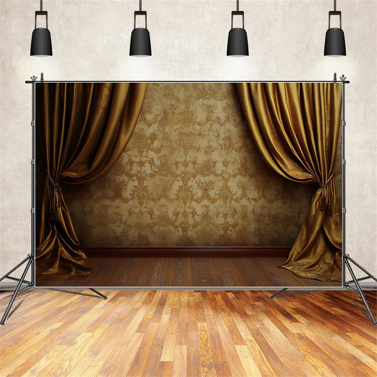 Vintage Wandhintergrund Goldener Samtvorhang Wall Backdrop CSH2-265