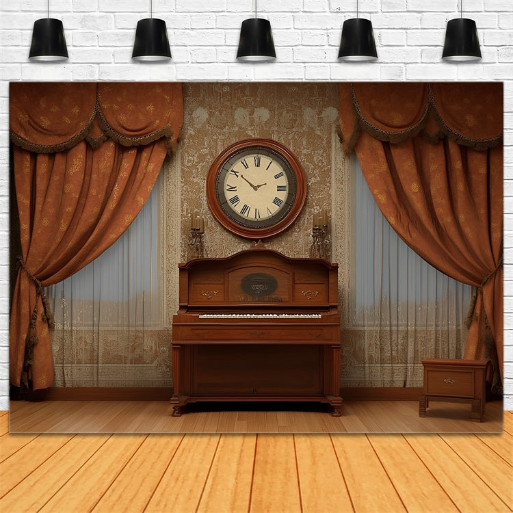 Vintage Wandhintergrund Vintage Arbeitszimmer Klavier Kulisse CSH2-267