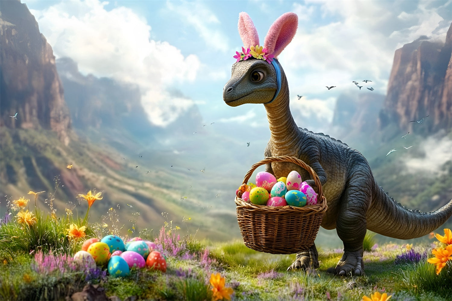 Ostern Fotografie Backdrops Dinosaurier Bunny Egg Hunt Backdrop CSH2-28