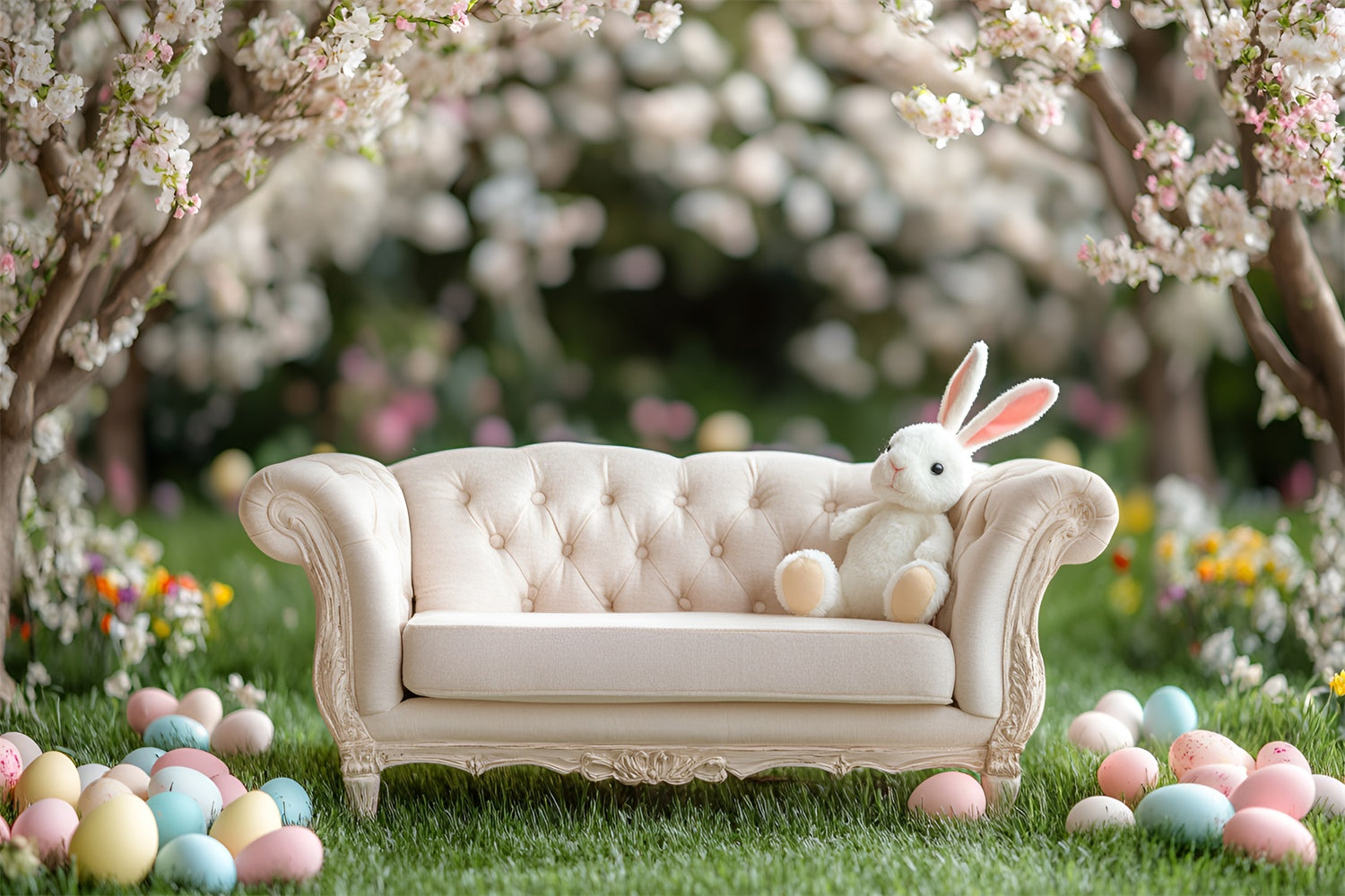 Ostern Backdrops Ideen Vintage Sofa Frühlingsblumen Backdrop CSH2-32