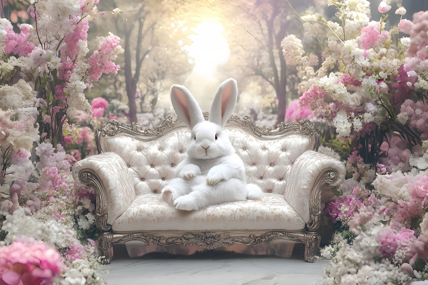 Ostern Fotohintergrund Tranquil Spring Garden Kaninchen Hintergrund CSH2-33