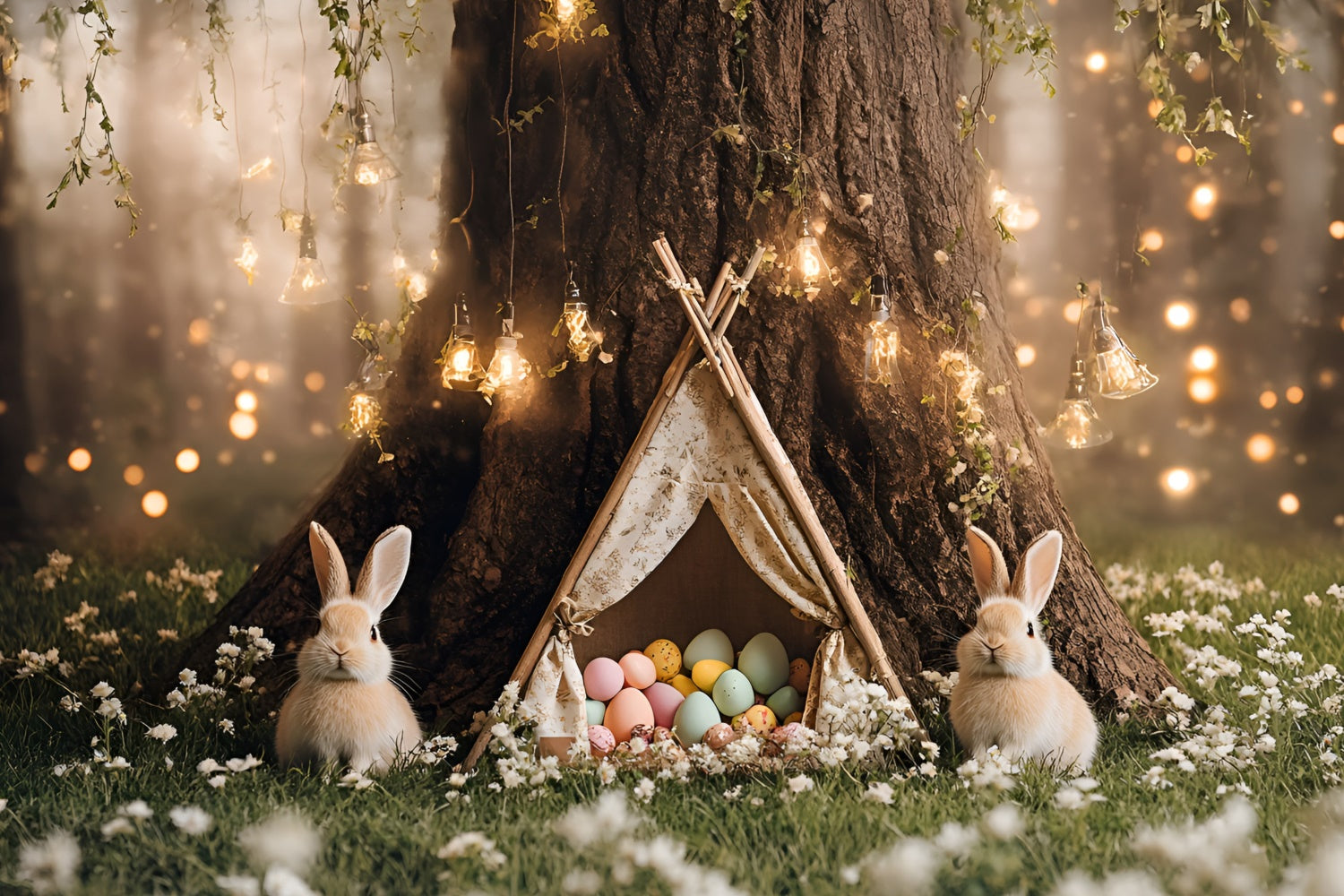 Ostern Backdrops Ideen Magical Bunny Cozy Tent Backdrop CSH2-35