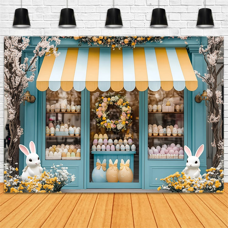 Ostern Backdrop Niedlicher Hase Schaufenster Pastell Eier Backdrop CSH2-36