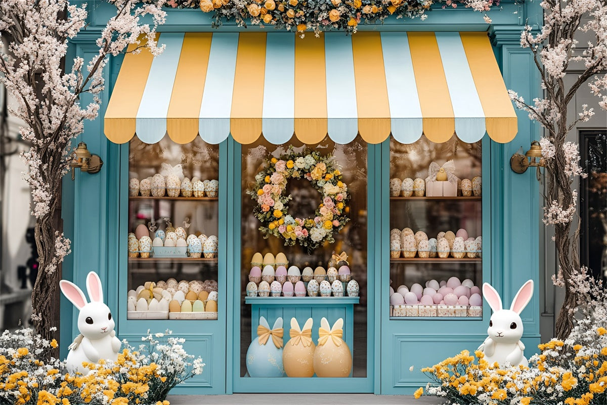 Ostern Backdrop Niedlicher Hase Schaufenster Pastell Eier Backdrop CSH2-36
