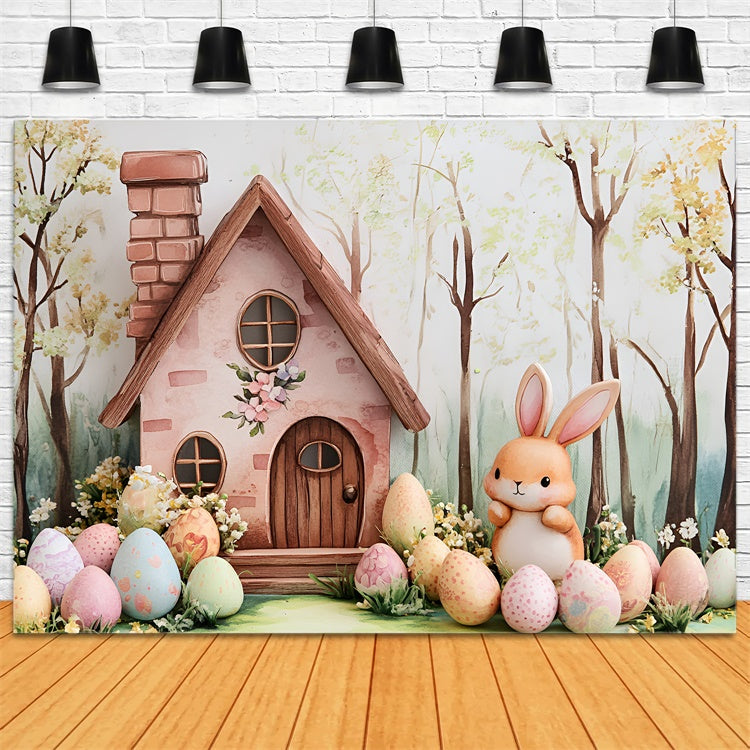 Ostern Fotohintergrund Bunny Cottage Floral Eggs Backdrop CSH2-4