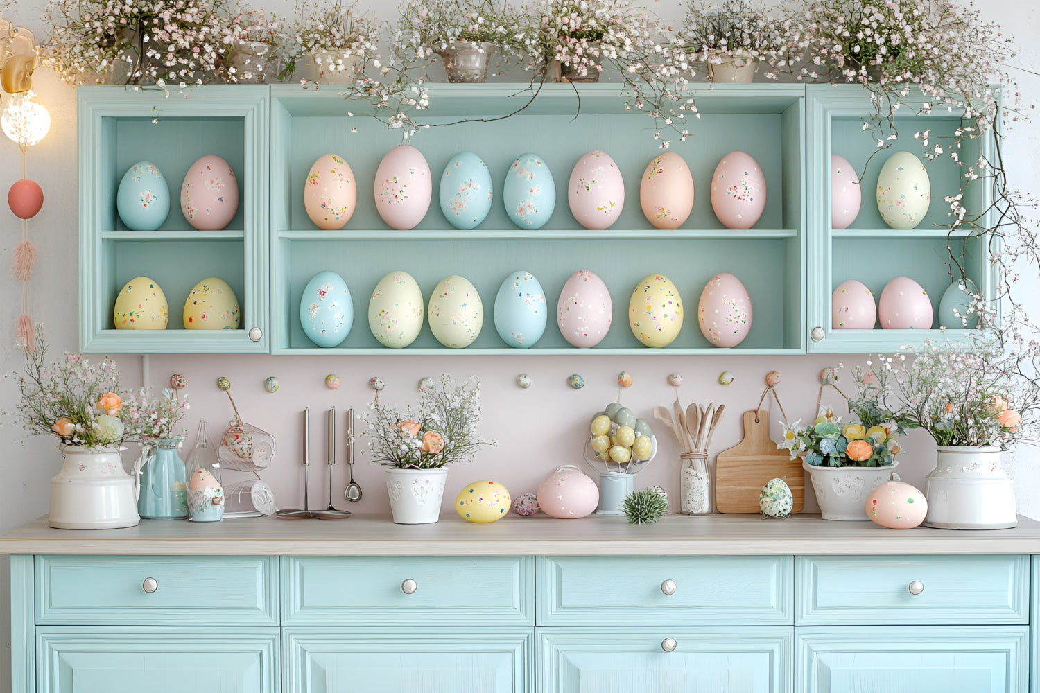 Ostern Backdrops Ideen Vibrant Flower Painted Eggs Backdrop CSH2-41
